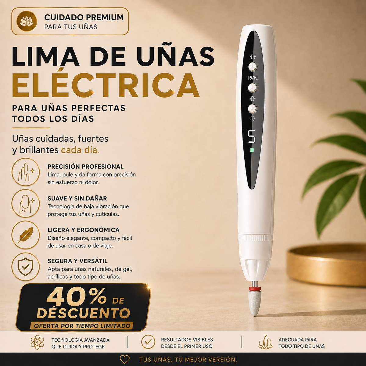Lima Elétrica Pro™ – Unhas Perfeitas com Precisão e Brilho