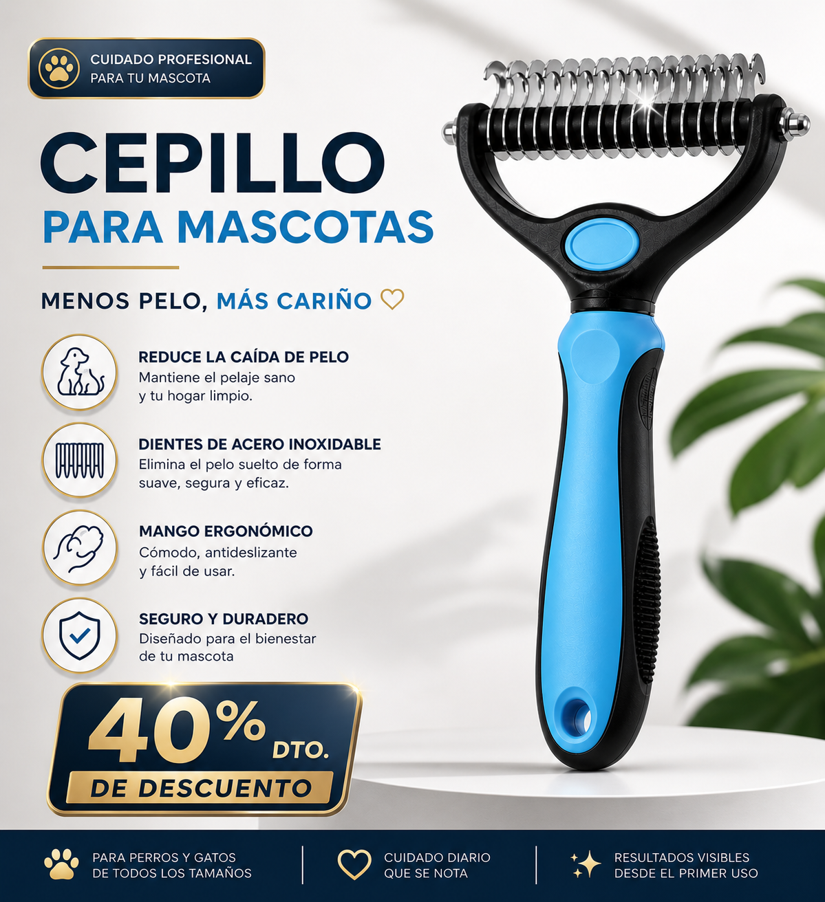PetGroom Pro™ Cepillo de Cuidado Avanzado para Mascotas